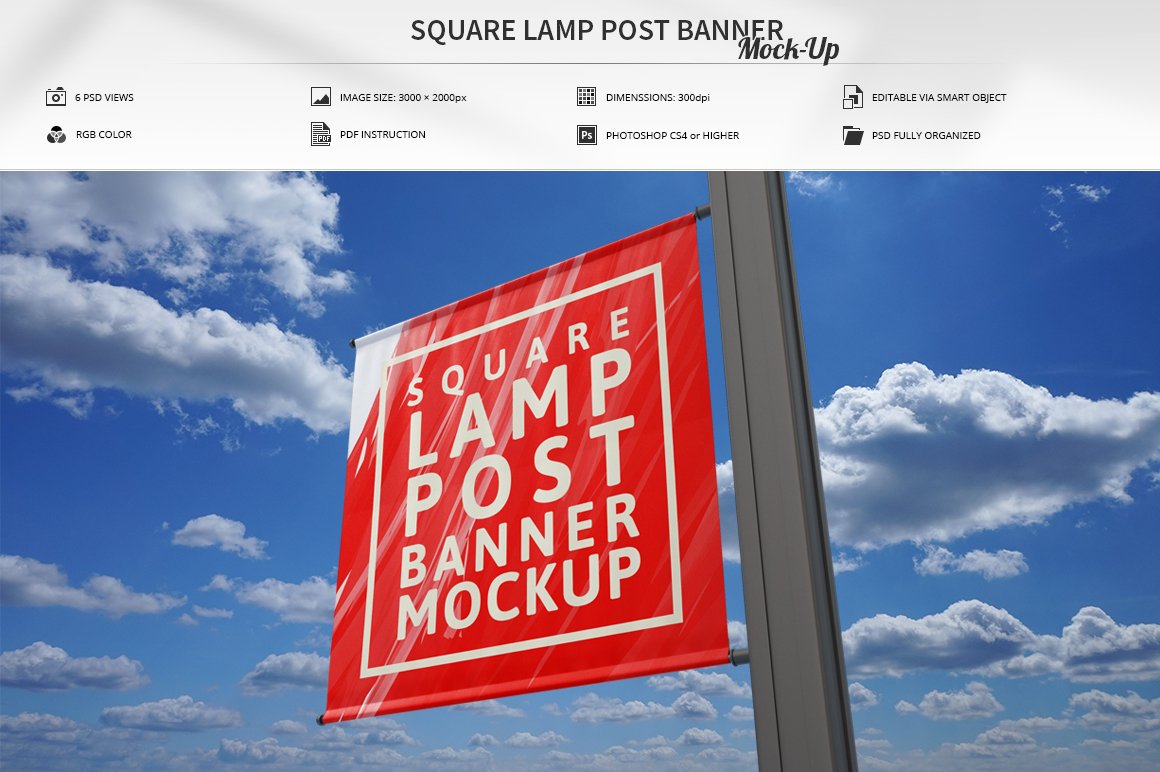 Square Lamp Post Banner Mock-Up cover image.