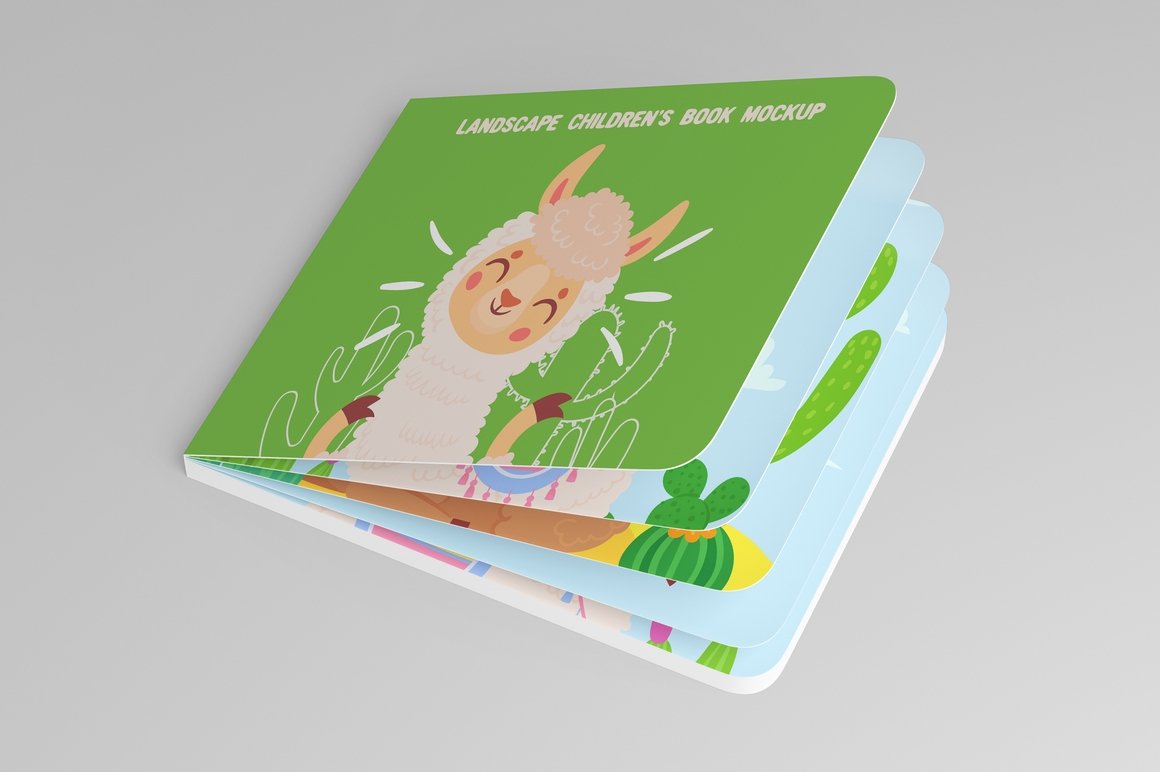 Landscape Children's Book Mock-Up preview image.