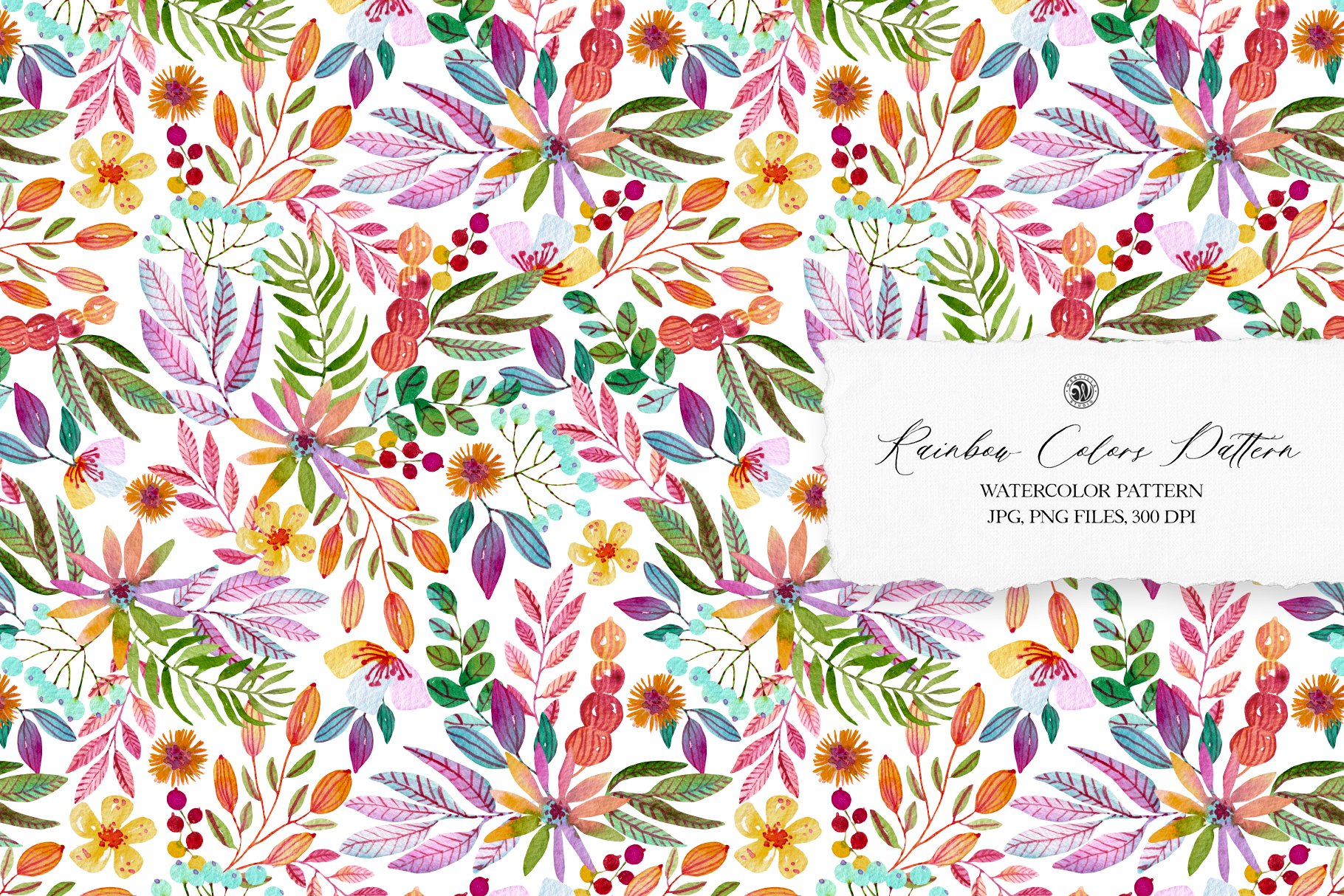 Rainbow Colors Watercolor Pattern cover image.