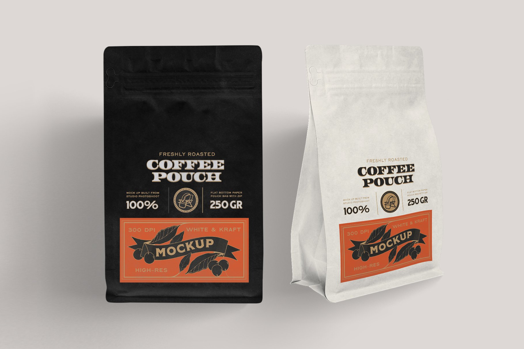2 Coffee Packaging Pouch Mock ups cover image.