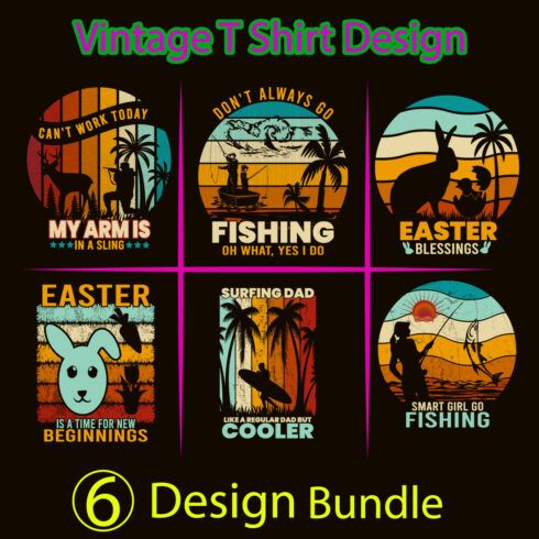 Easter Vintage T Shirt Design Bundle cover image.