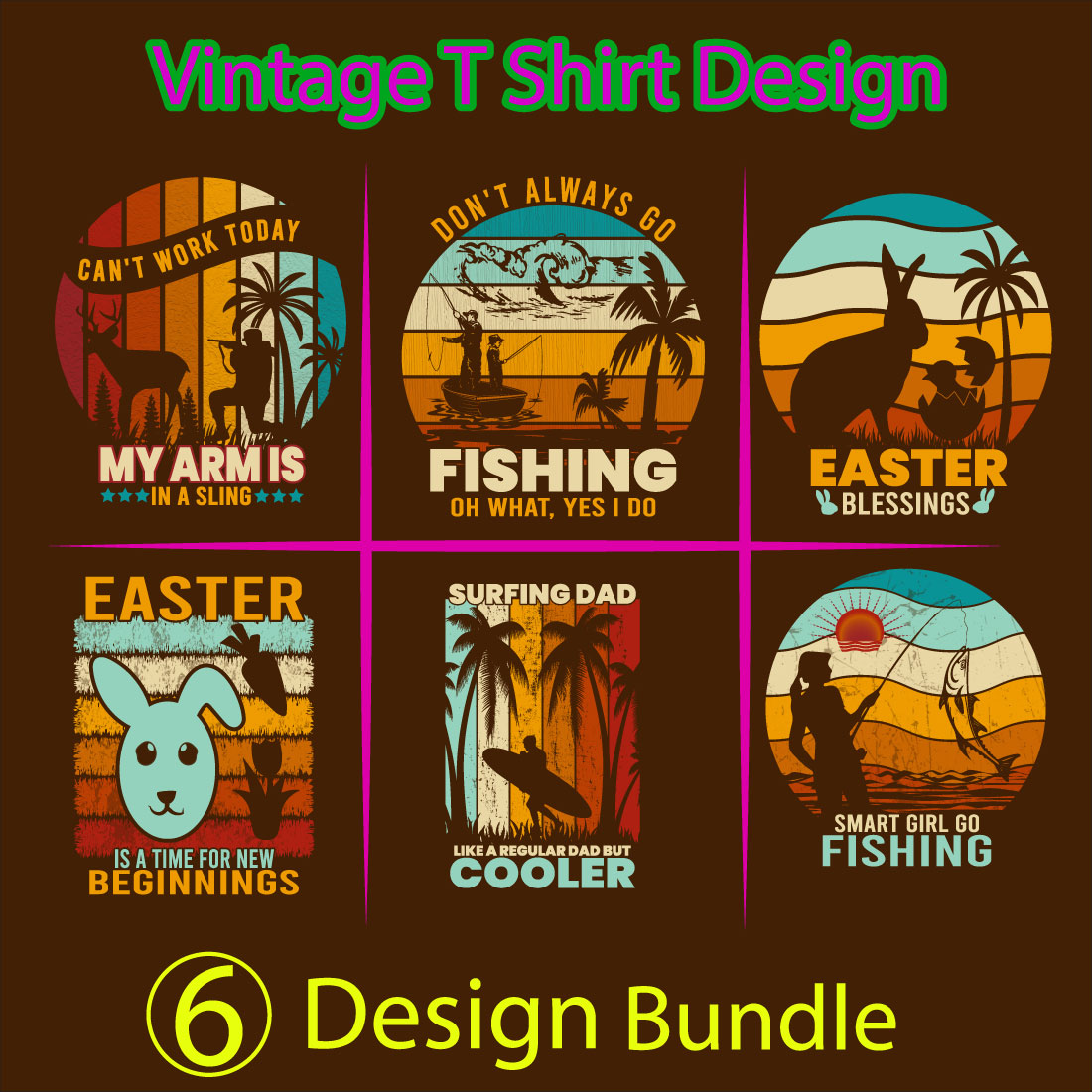 Easter Vintage T Shirt Design Bundle preview image.
