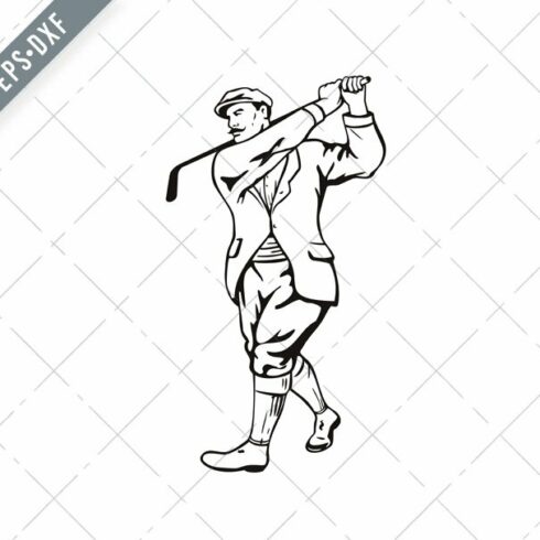 Vintage Golfer with Golf Club SVG cover image.