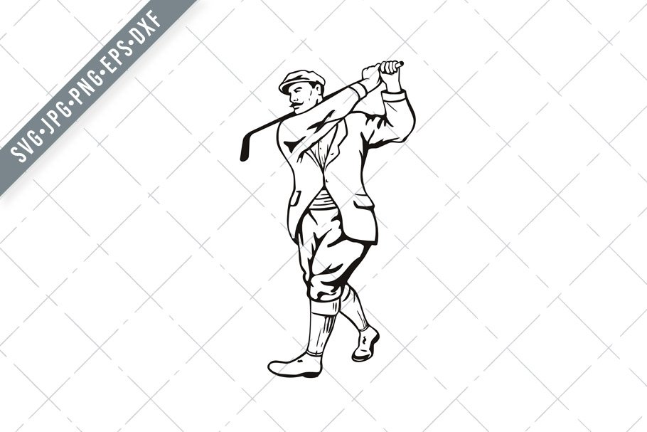 Vintage Golfer with Golf Club SVG cover image.