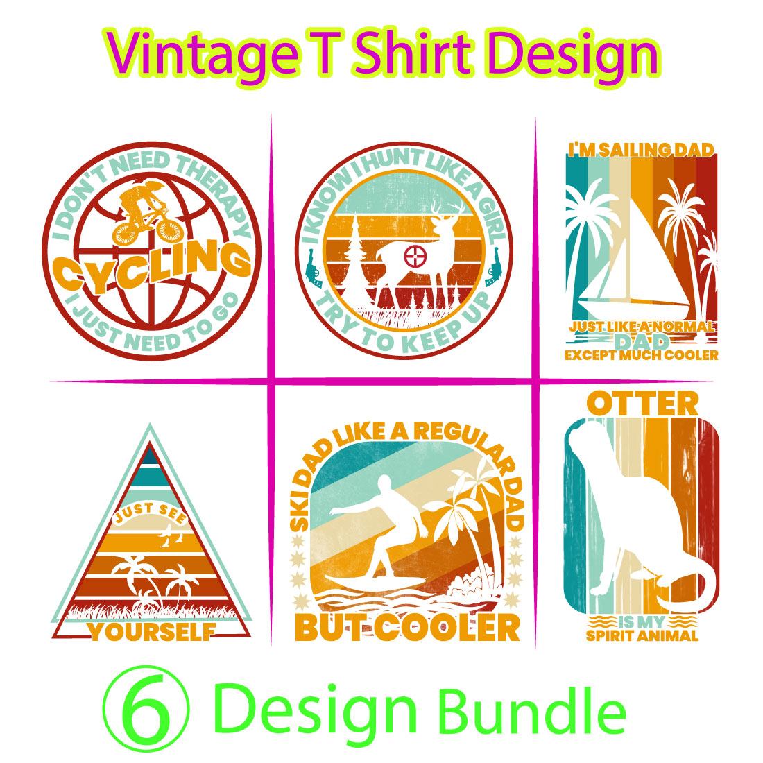Dad Vintage T Shirt Design Bundle preview image.