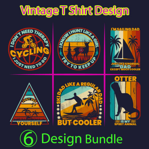 Dad Vintage T Shirt Design Bundle cover image.