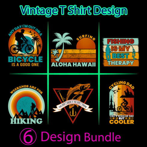 Retro Vintage T Shirt Design Bundle cover image.