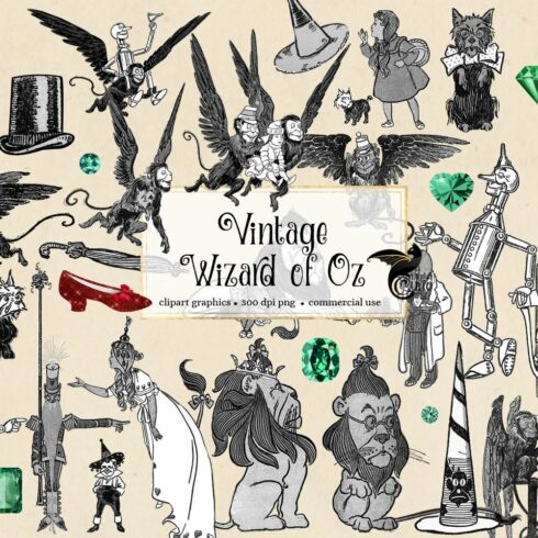 Vintage Wizard of Oz Clipart cover image.