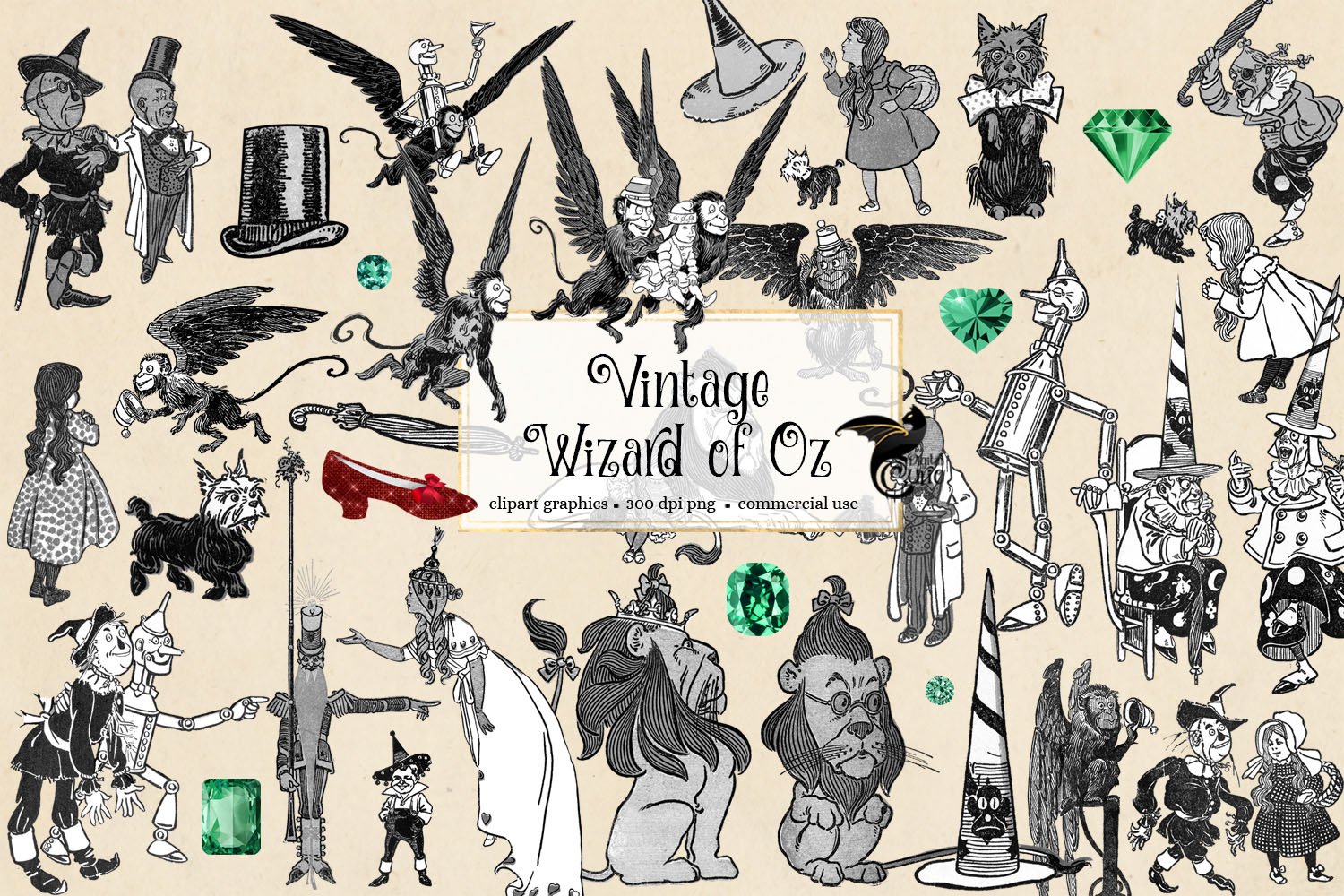 Vintage Wizard of Oz Clipart cover image.