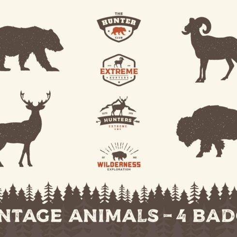 Vintage animals and badges cover image.