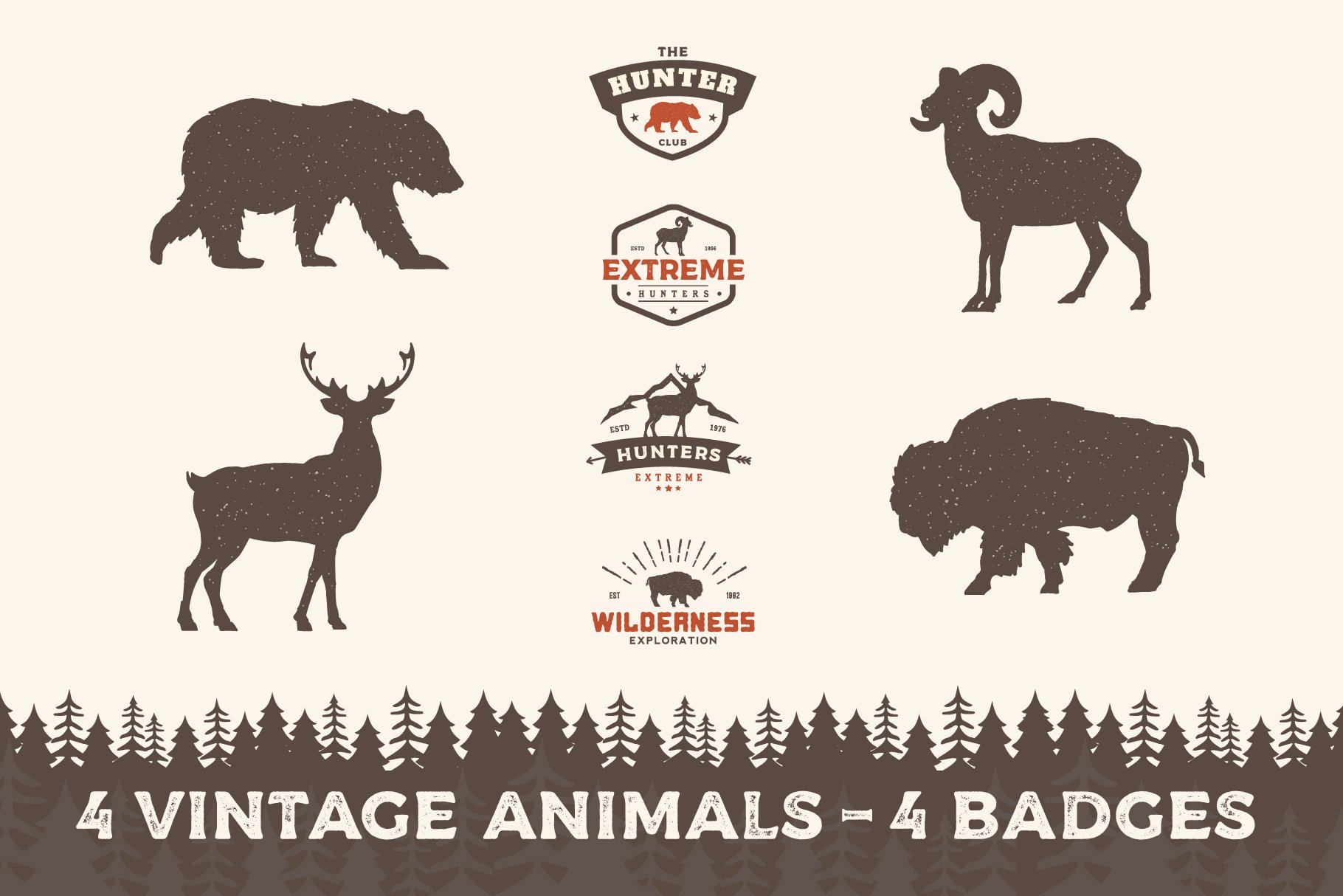 Vintage animals and badges cover image.