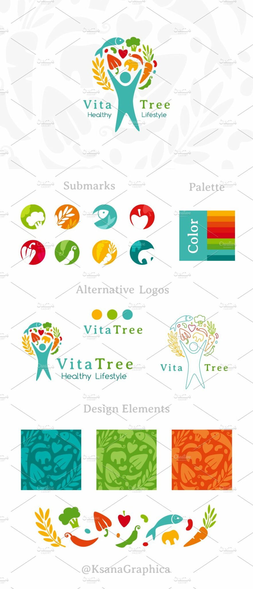 Healthy Food Logo. Vita Tree. – MasterBundles