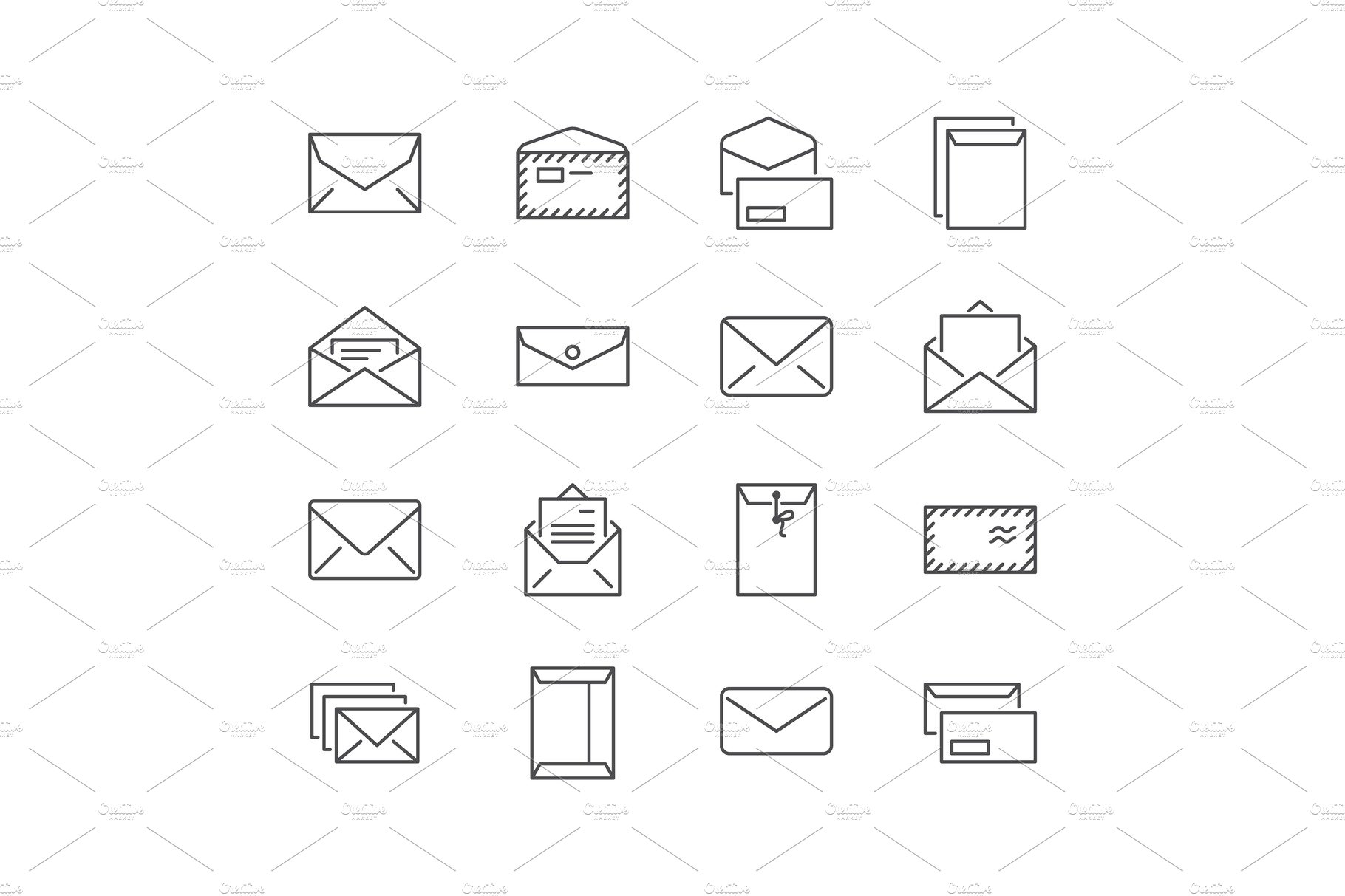 Envelopes Line Icons preview image.