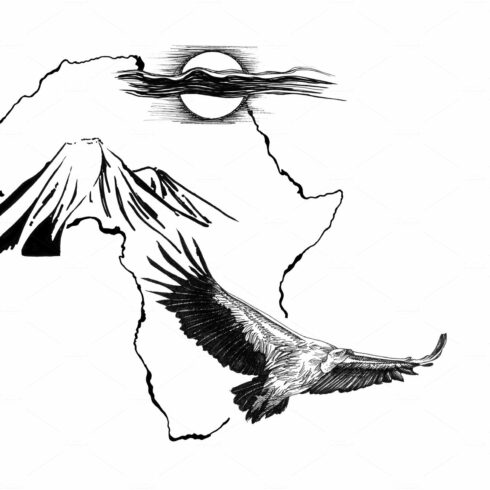Vulture on Africa map background wit cover image.