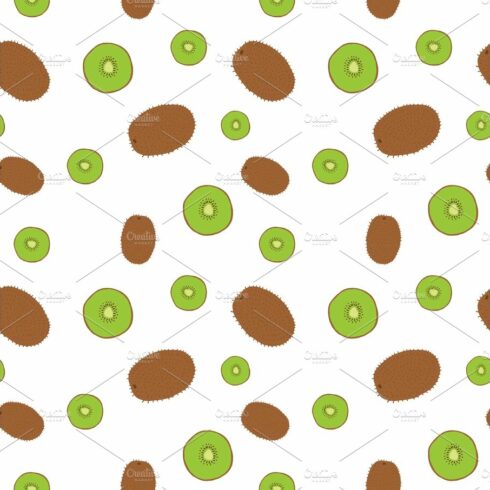 Fruits kiwi seamless patterns vector cover image.