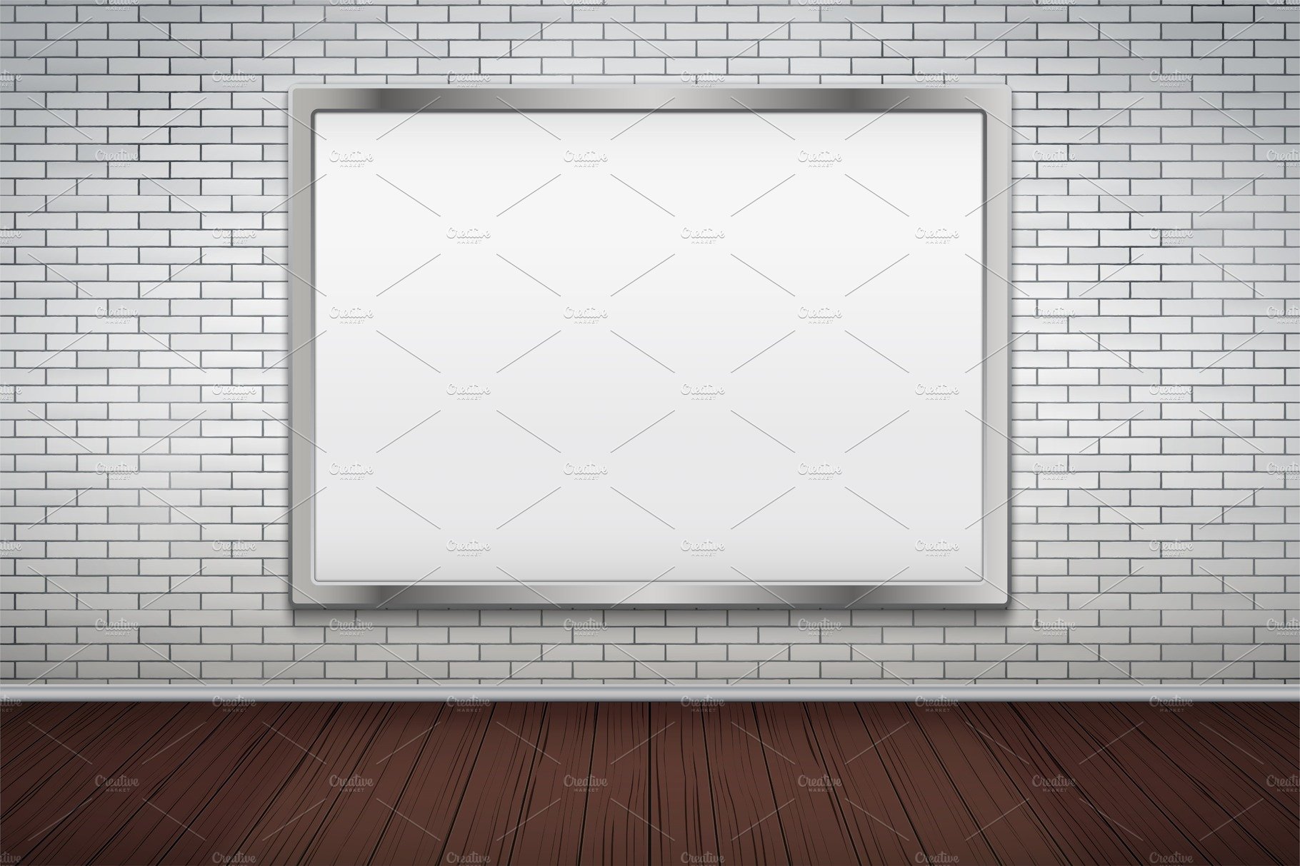 Empty mockup billboard on brick wall cover image.