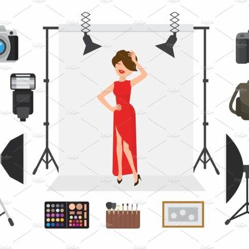 Photography vector photographing model character by professional photo came... cover image.