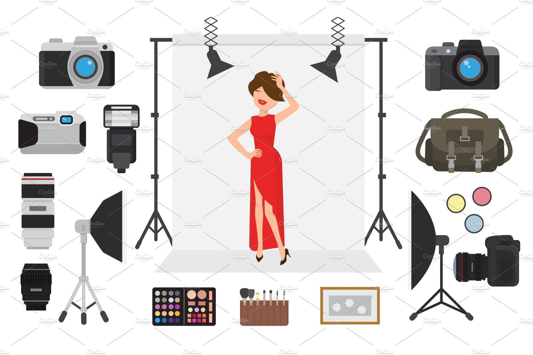 Photography vector photographing model character by professional photo came... cover image.