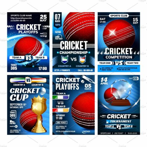 Cricket Team Sportive Game Posters cover image.