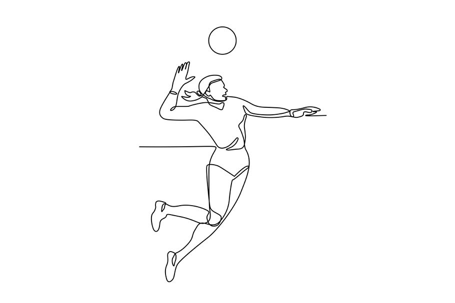 Volleyball Player Striking Ball Cont – MasterBundles