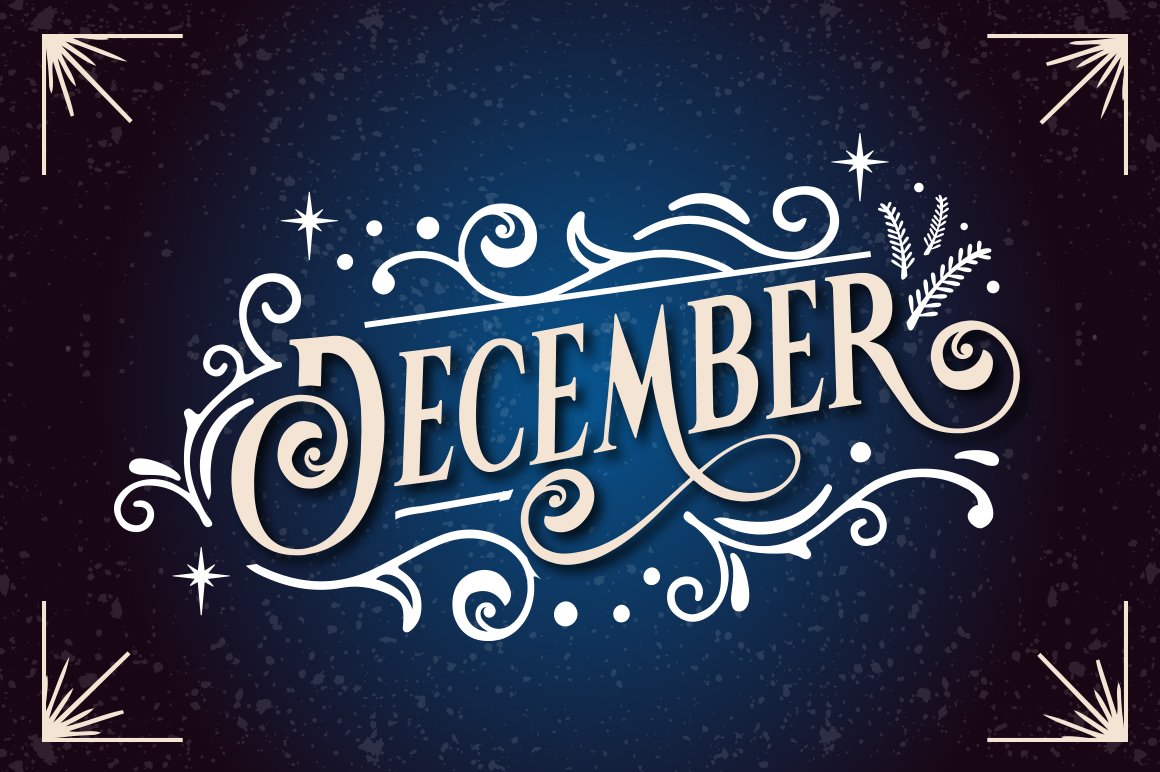 Vondey - Holiday font & ornaments preview image.