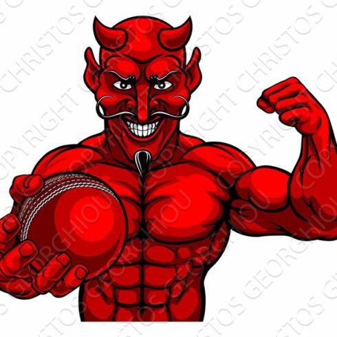 Devil Cricket Sports Mascot Holding cover image.