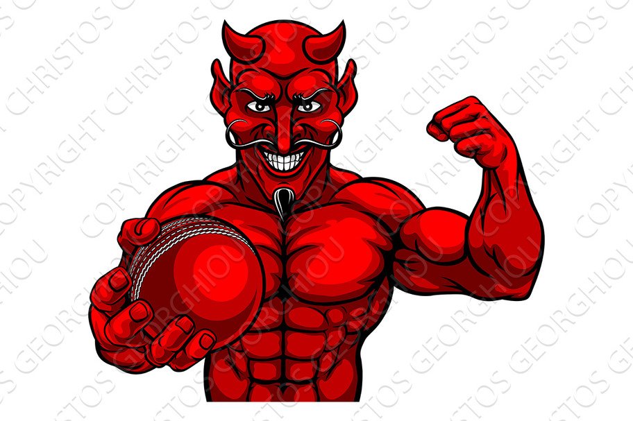 Devil Cricket Sports Mascot Holding cover image.