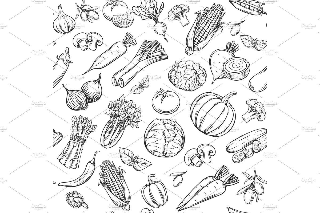 Vegetables Seamless Pattern cover image.