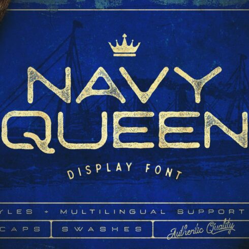 Navy Queen Display Font cover image.