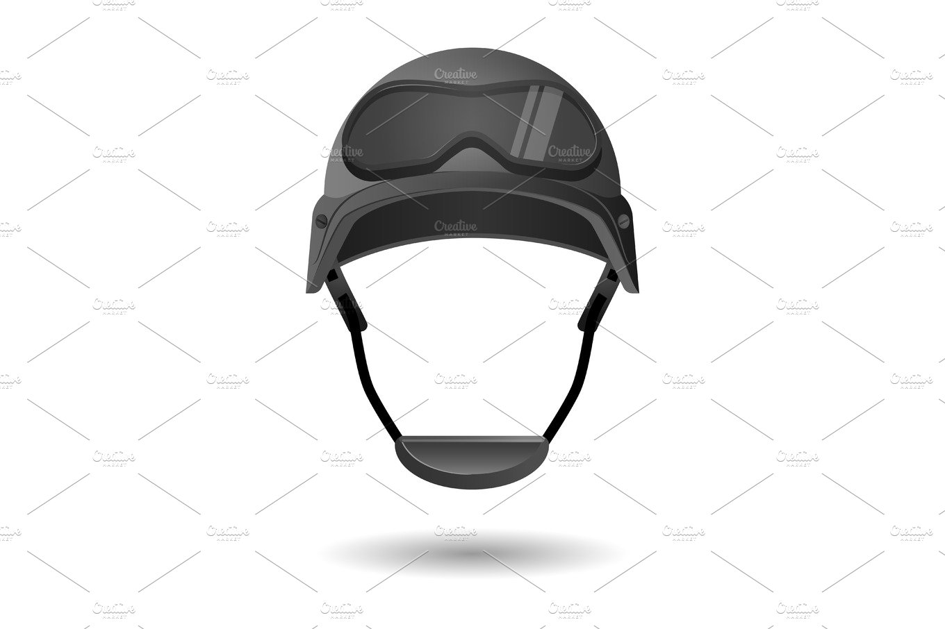 Army helmet with glasses. Military flight helicopter hat isolated cover image.