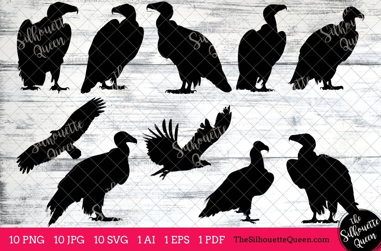 Vulture silhouette vector graphics preview image.