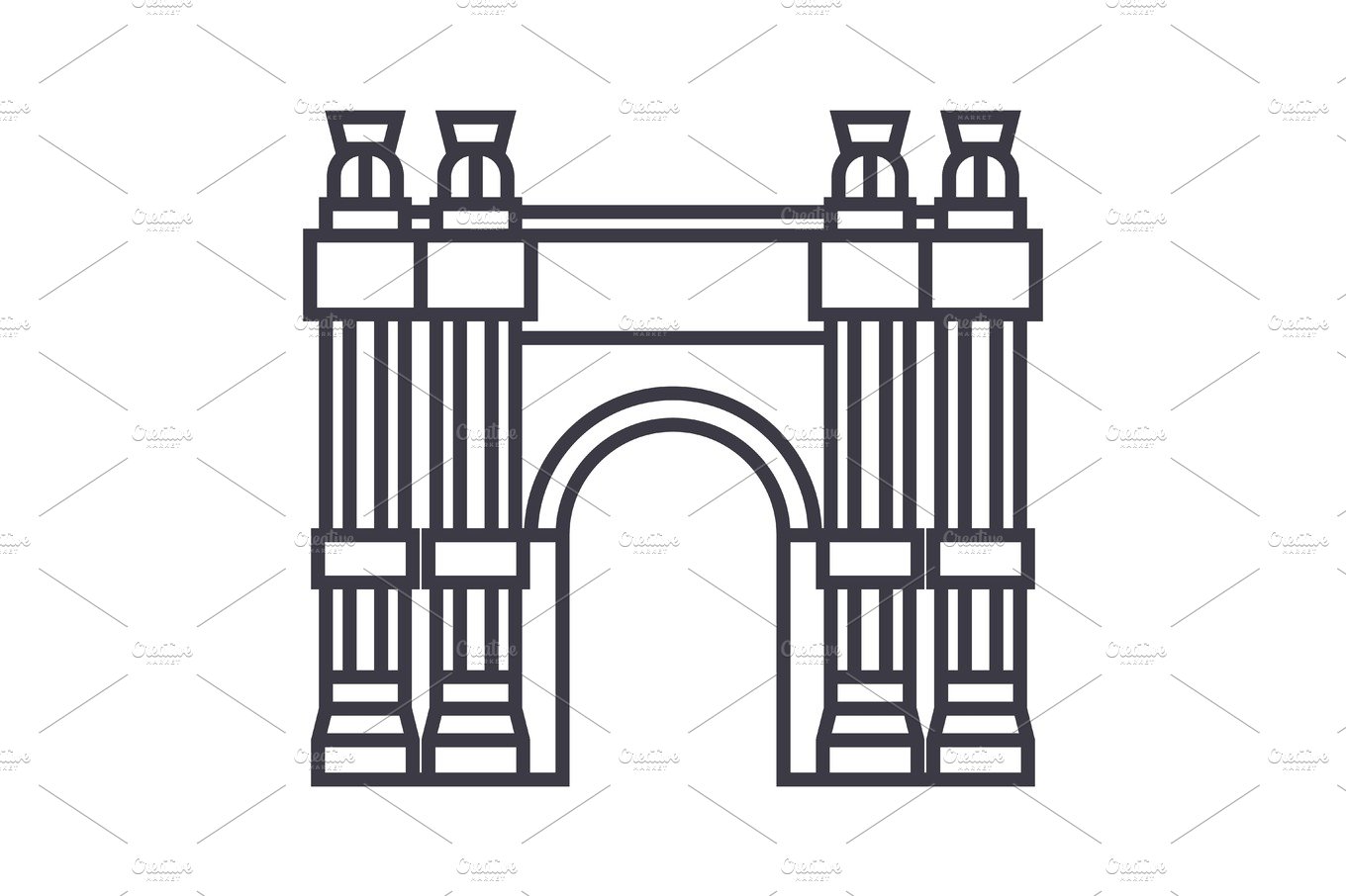 triumphal arch vector line icon, sign, illustration on background, editable... cover image.