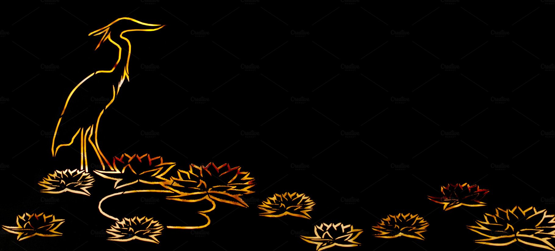 Orange Heron and Lotus Flower on cover image.