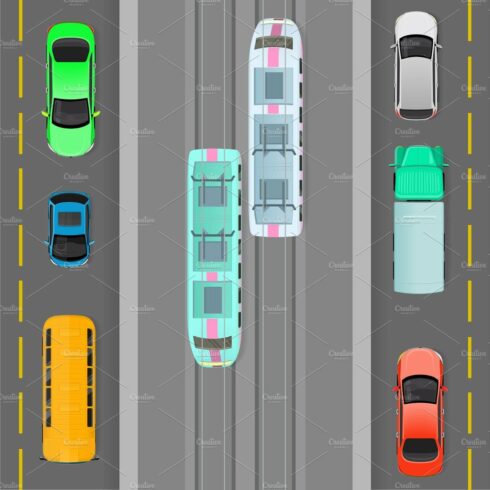 City Traffic on Top View Flat Vector cover image.