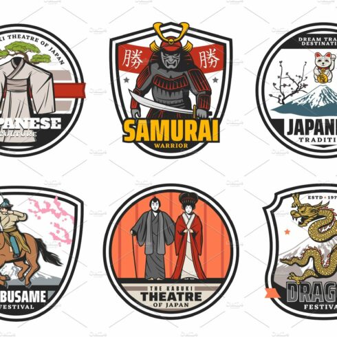 Samurai, yabusame, maneki-neko icons cover image.