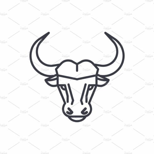 buffalo head vector line icon, sign, illustration on background, editable s... cover image.