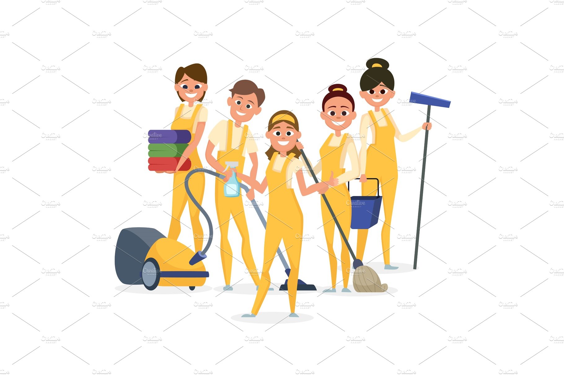 Best cleaning staff vector cover image.