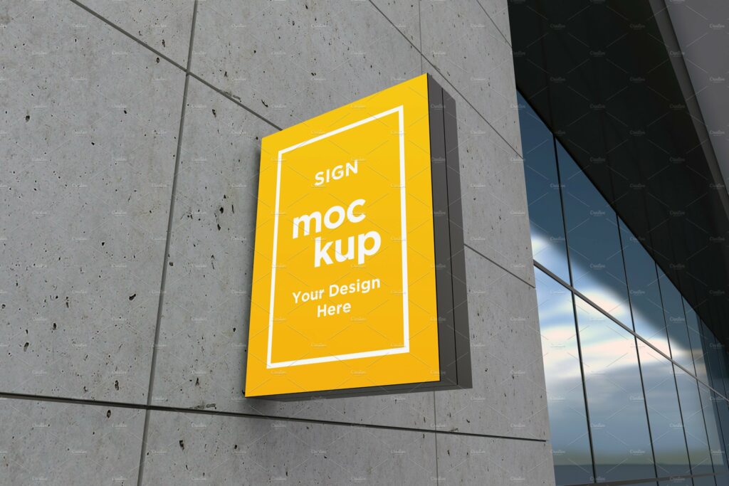 Wall Mount Façade Sign Mockup – MasterBundles
