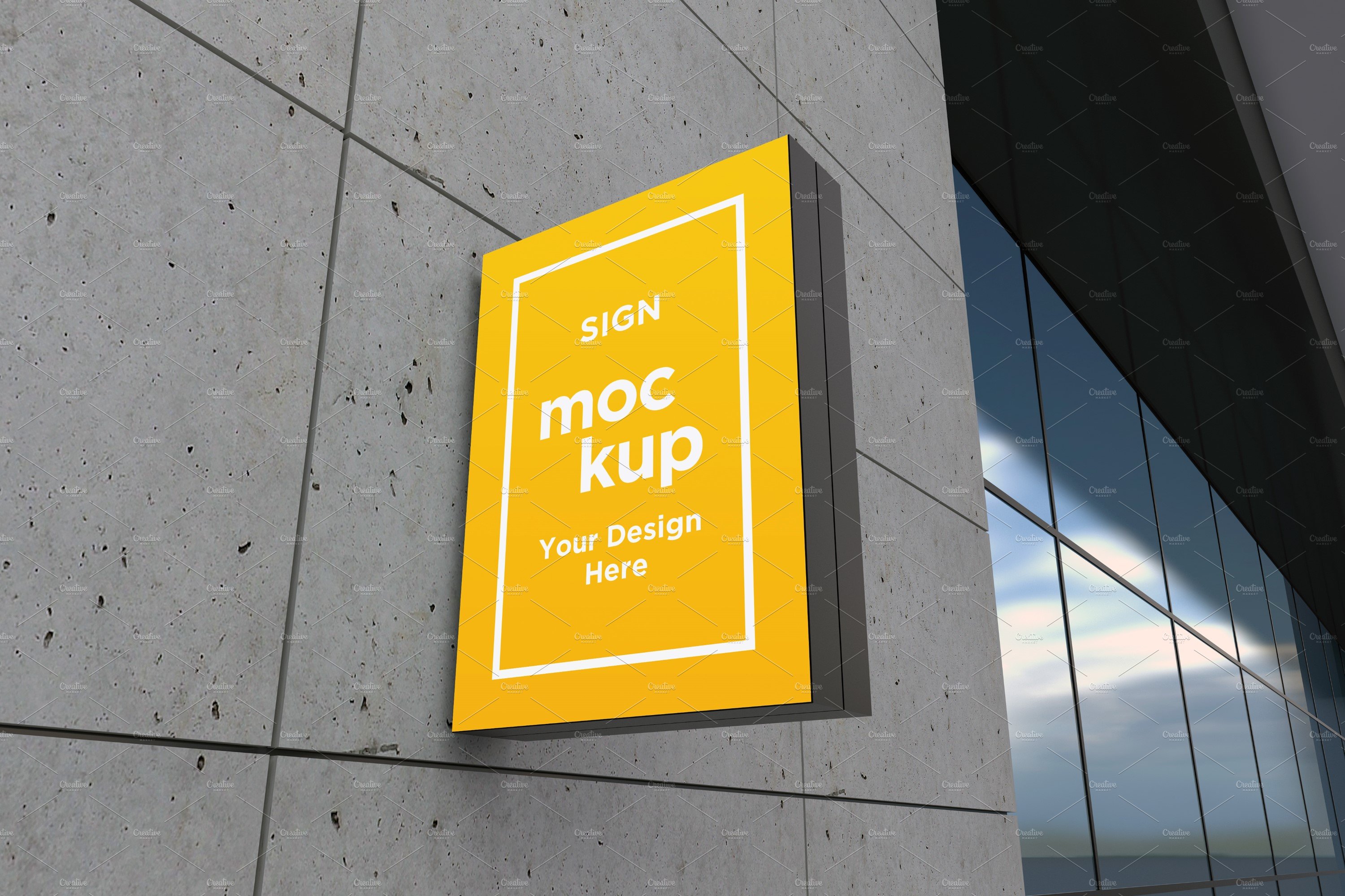 Wall Mount Façade Sign Mockup cover image.