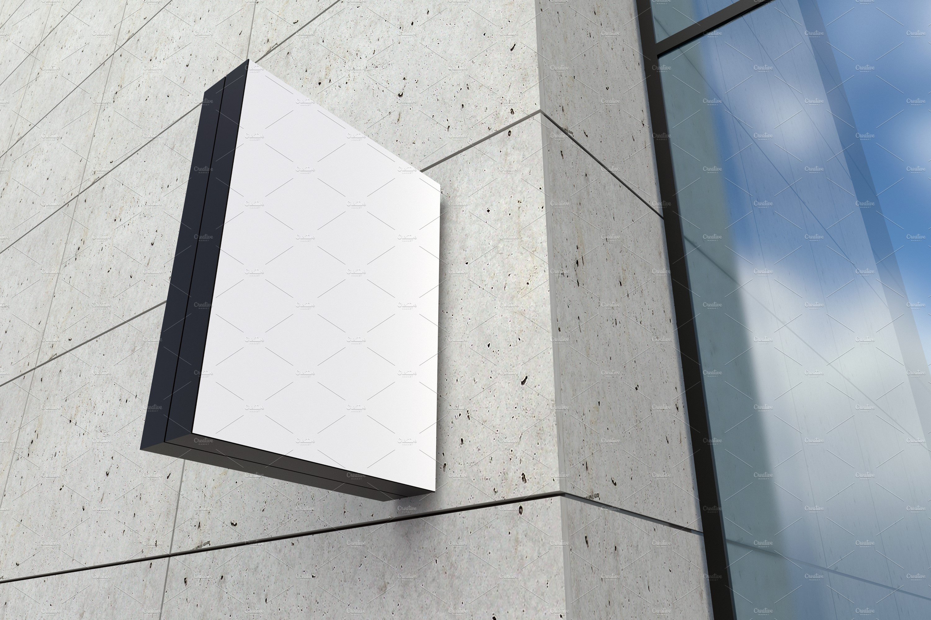 Wall mount rectangular sign mockup preview image.