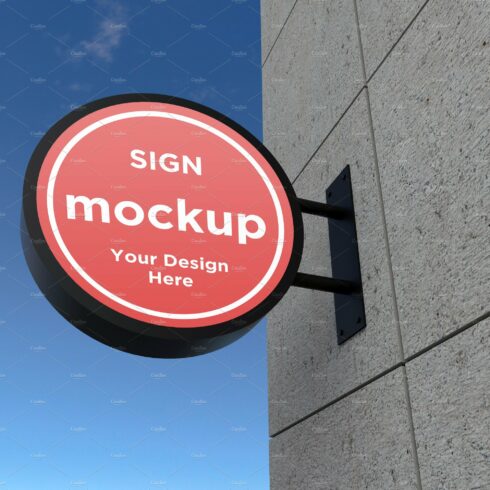 Rounded Wall Mount Sign Mockup cover image.