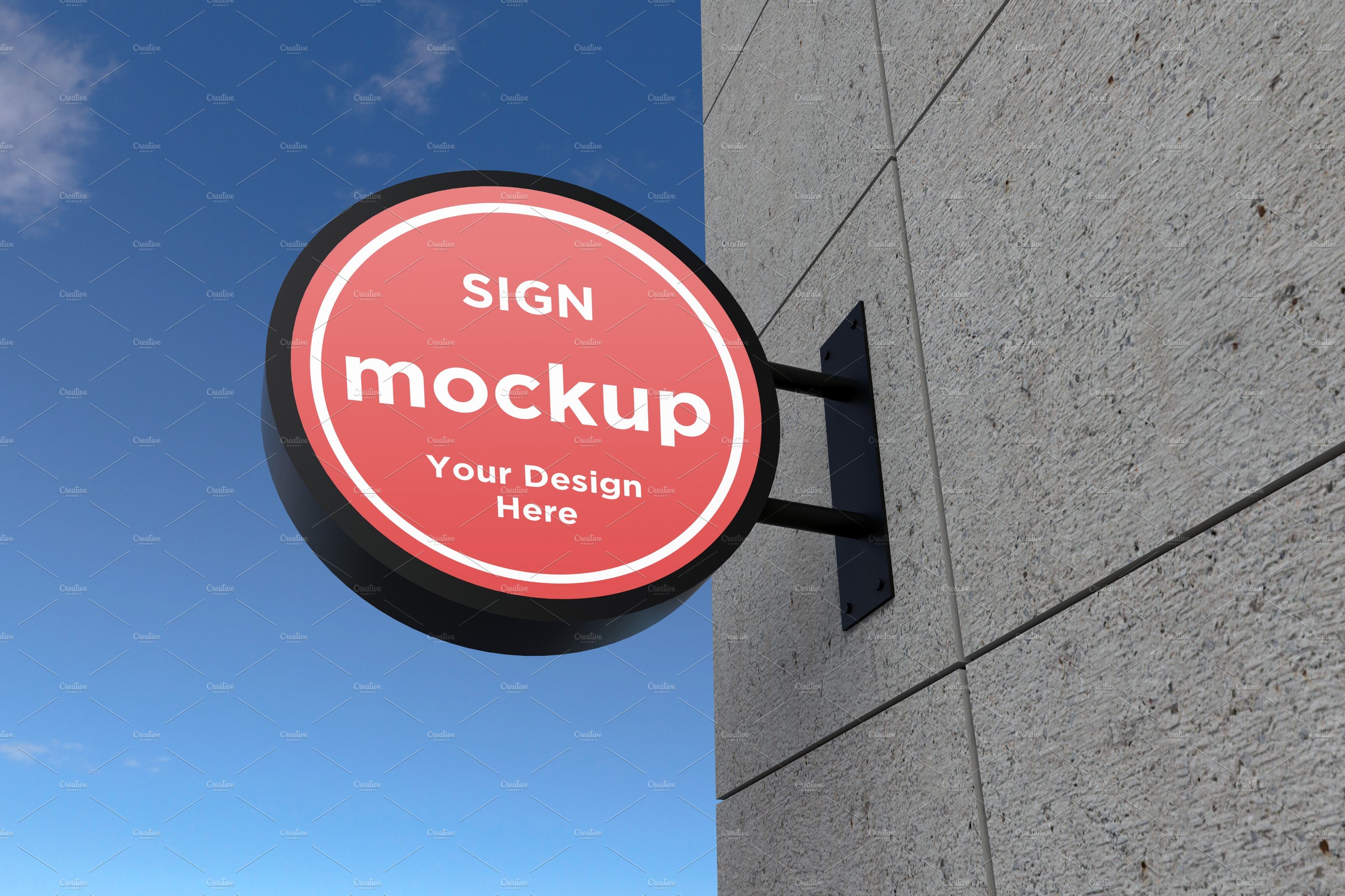 Rounded Wall Mount Sign Mockup cover image.