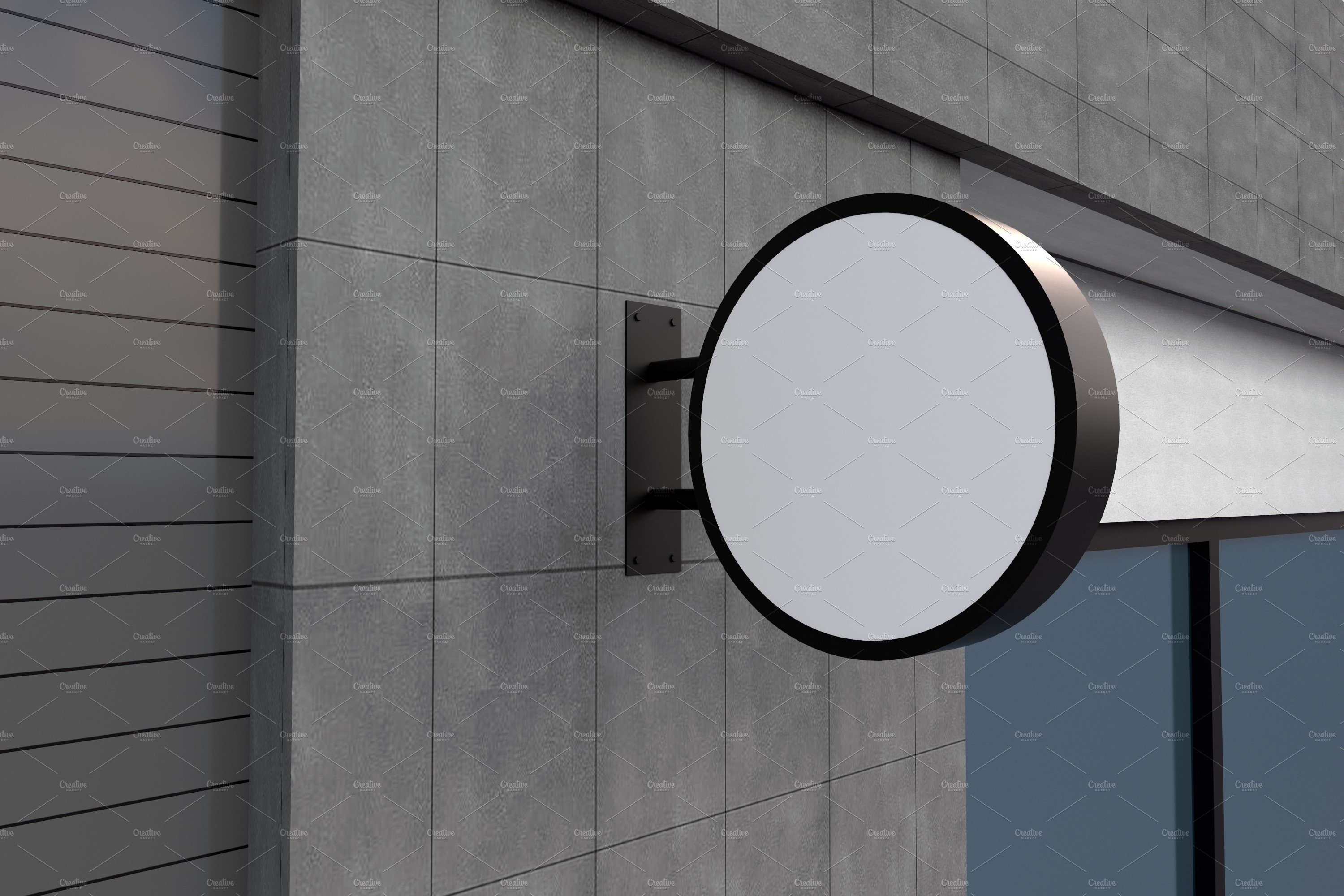 Round wall mount sign mockup preview image.