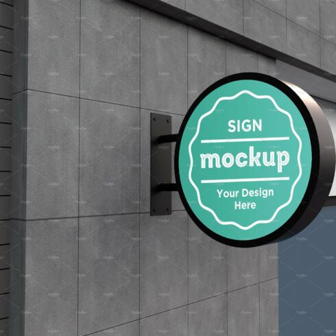 Round wall mount sign mockup cover image.