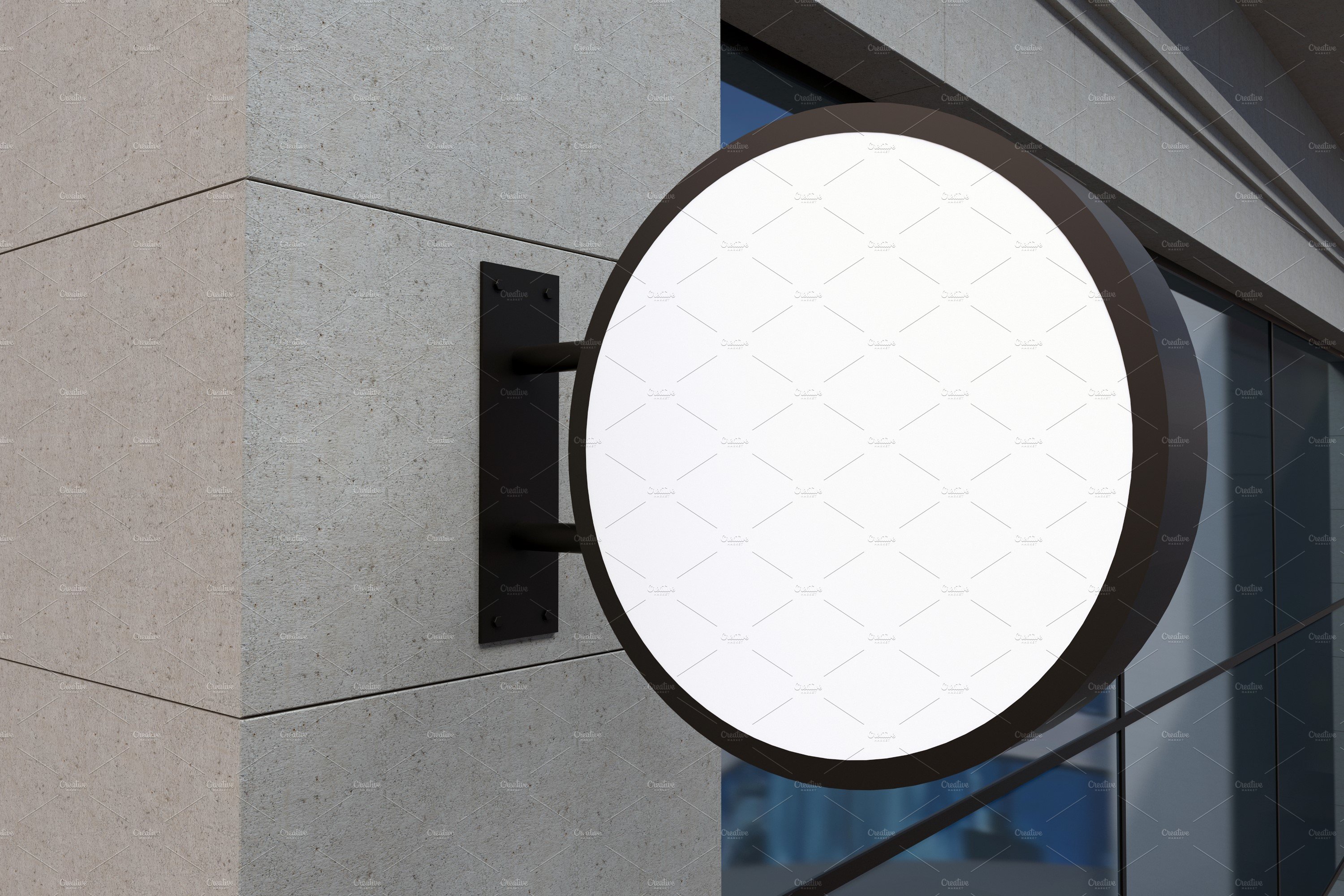 Round wall mount sign mockup preview image.