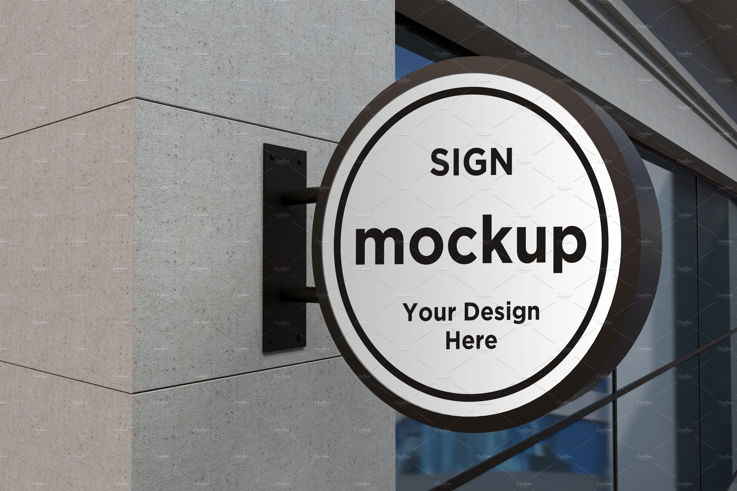 Round wall mount sign mockup cover image.