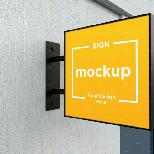 Wall mount rectangular sign mockup cover image.