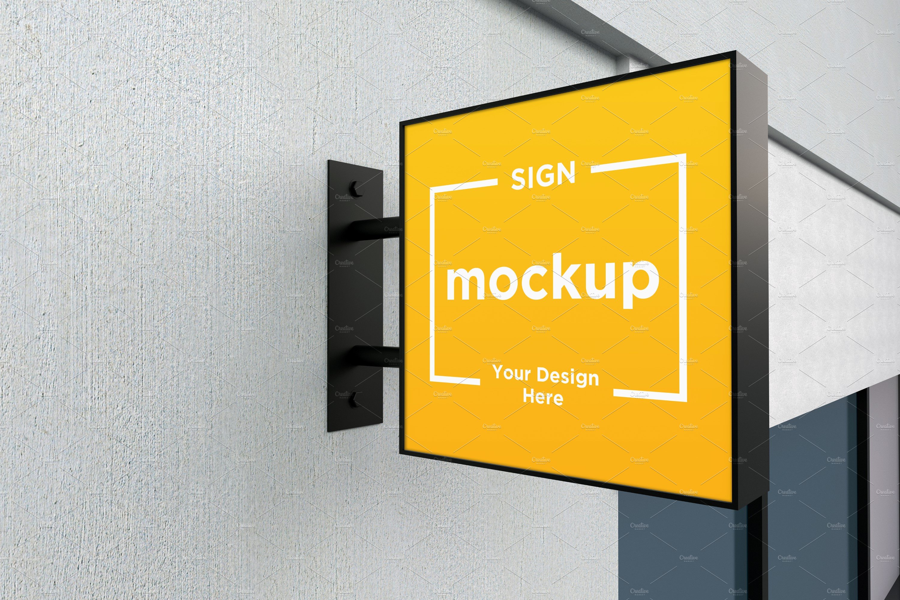 Wall mount rectangular sign mockup cover image.