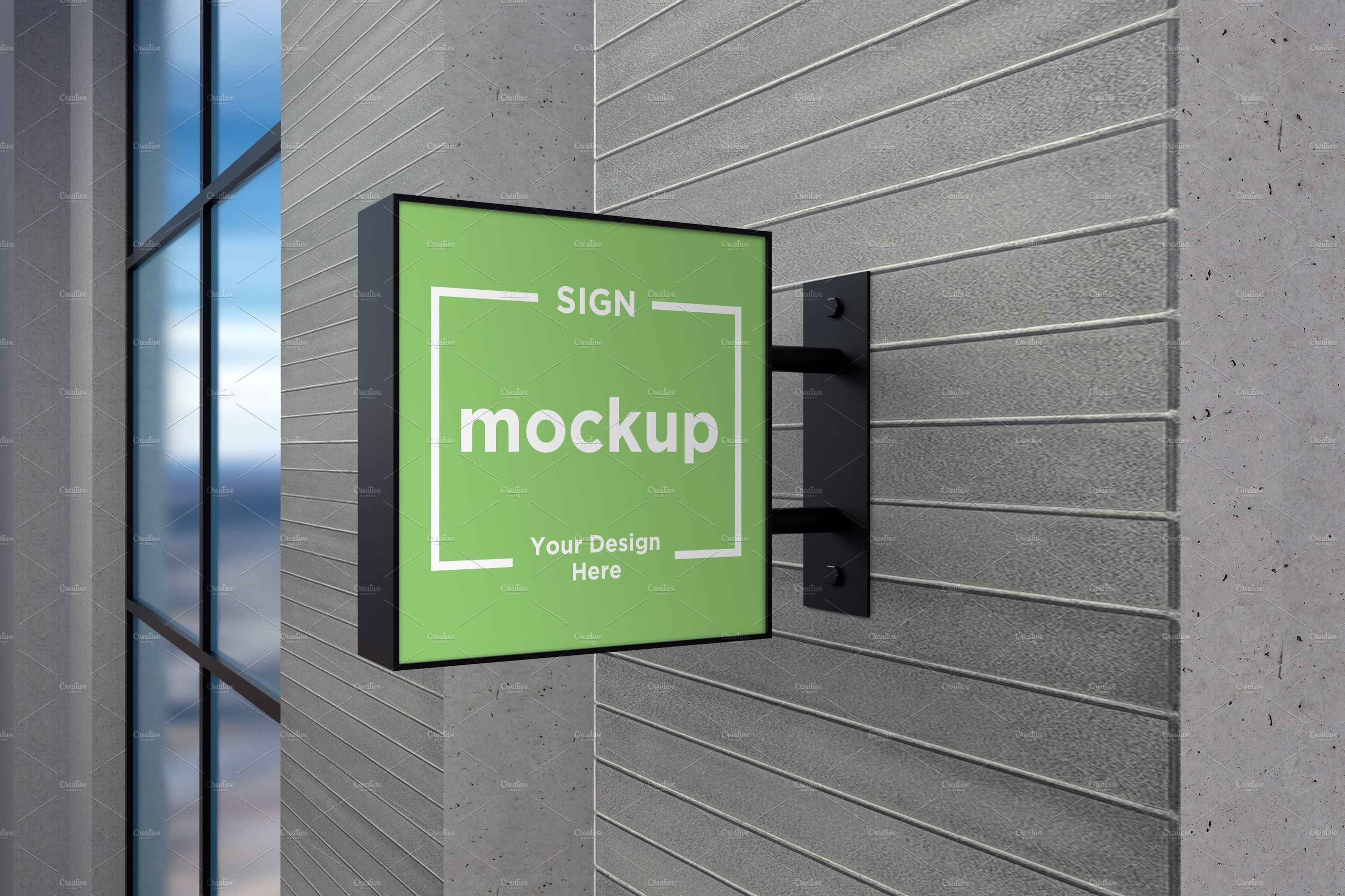 Wall mount rectangular sign facade preview image.