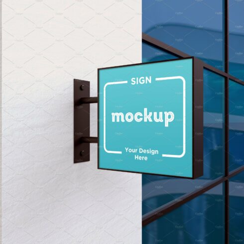 Rectangle Wall Mount Sign Mockup cover image.